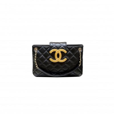 CHANEL TÚI CHANEL 24C BIG LOGO SHOULDER BAG MÀU ĐEN LAMBSKIN AS4603 (26.5*11.5*5cm)